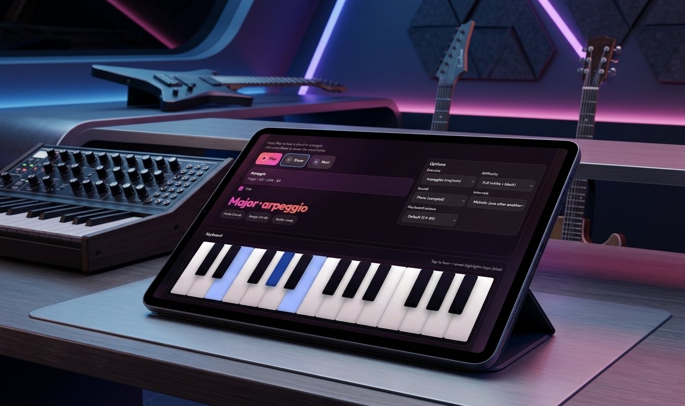 EarTrain ear-training interface with piano keyboard